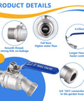 Full-flow 304 stainless hose bibb with blue lever handle; 3/4 in. NPT male threads and 3/4 in. GHT hose connection.