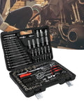 Pro Grade 215 Piece Ratchet Wrench Set With Sockets Kit Multi Drive For Auto Repair And Home Maintenance Chrome Vanadium Steel