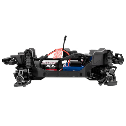 Aluminum Steering Bellcrank Assembly And Drag Link Set For Traxxas 1/16 Mini Maxx RC Car Upgrade Black CNC Machined Aluminum Alloy To Beef Up Steering Precision, Durability, And Smooth Handling. front view installed on 1/16 Mini Maxx chassis