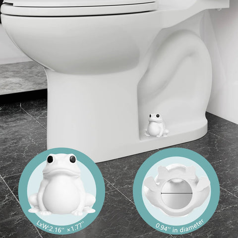 Frog Toilet Bolt Covers Glow In The Dark 2 Pack Luminous Green PLA installed on toilet, concealing hardware and adding decor.