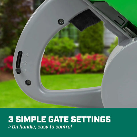 Close-up of thumb control gate on Handheld Lawn And Garden Spreader With Thumb Control Gate, 0.3 Gal Poly Hopper