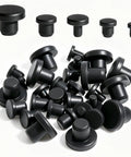 Five Zero Pcs Silicone Rubber Plugs For Holes 1/8 Inch To 3/8 Inch Bumpers Seal Dust And Gaps On Wood Or Metal Make Surfaces Look Nice Tight Fit Stuff, black silicone plugs set