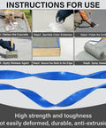 Flexible Stone Edge Form Liner For Concrete Countertops And More, Chiseled Rock Edge Mold steps illustrated with blue mold in use.