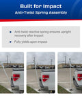 Flexible Handicap Parking Sign Post With Quick Bounce Back Spring System For Reserved Accessible Spots Super Slick Aluminum Build demonstrates anti-twist feature.