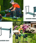 2-In-1 Garden Kneeler And Seat With EVA Foam Kneeling Pad And Removable Tool Pouch, Sturdy Steel Frame, No Assembly