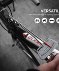 Using 1/4-Inch-Drive Beam Torque Wrench With Dual SAE And Metric Readings on a bicycle for precise tightening, close-up view