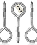 Beefy Stainless Steel Screw Eyes Set Of Three Heavy Duty Eye Bolts Three Eighths By Four And Seven Eighths Inches Rust Resistant