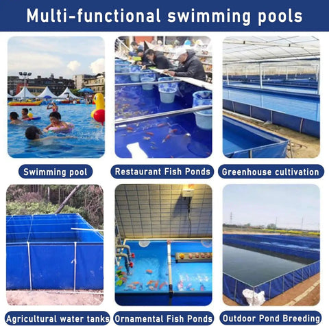 Multi-functional swimming pools including Waterproof Canvas Fish Pond Tank For Outdoor Storage, Heavy Duty Temporary Holding Tank