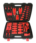 Pro Grade 36 Piece Insulated Socket Wrench Set Featuring 1000 Volt Safety Protection And Half Inch Drive Deep Sockets Perfect For Quick Auto Repair Jobs And Greasy Garage Work With A Beefy Drop Resistant Tool Case in a black carrying case.