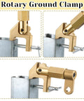 Rotary welding ground clamp with solid brass construction, showing tightening mechanism on metal bar.