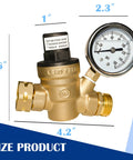 Water Pressure Regulator Valve For RVs With Gauge And Inlet Screened Filter Brass RV Part For Camper Trailer Performance, Leak Prevention, And Smooth Water Pressure On The Road, 4.2 in