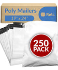 Large White Poly Mailers 19x24 Inches 250 Count Self Sealing Shipping Bags Non Padded Waterproof Privacy Safe Tear Resistant Bulk Mailers For Secure Shipments