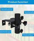 Close-up of Adjustable Outdoor Umbrella Clamp Holder That Clips On Rails Benches Decks And More Universal Umbrella Clamp Mount Fits 0.8 To 2.7 Inch Railings Fences Balconies Tailgates Boats And Patio Spaces, showing steel construction and knob adjusters.