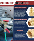 Brass Pipe Fittings Adapter Three Eighths Inch Male Flare To One Quarter Inch Female NPT Solid Brass Connector for leak repair