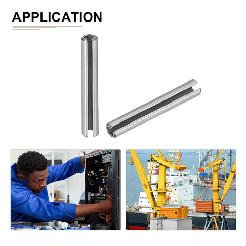 Applications of 2mm x 16mm Slotted Spring Pin 50 Pack, Durable 304 Stainless Steel Silver Roll Dowel Fastener