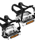 Heavy Duty Bike Pedals With Toe Cages And Straps Nine Sixteenth Inch Spindle For Outdoor Cycling And Indoor Spin Bikes Aluminum Alloy