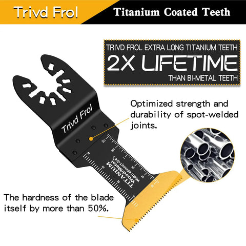 Tough As Nails Heavy Duty Titanium Coated Multitool Blades 50 Pack Universal Oscillating Saw Replacement Kit with titanium coated teeth.