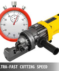 Heavy Duty RC 16 Portable Electric Hydraulic Rebar Cutter Cuts 4Mm To 25Mm Steel Bars Fast with timer showing efficient speed.