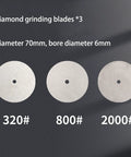 Straight Shooting Engraving Knife Sharpener With Three Top Shelf Diamond Wheels, 320, 800, 2000 grit, 70mm diameter blades.