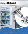 Close-up of heavy duty aluminum alloy vending machine lock with keys and T handle for candy snack soda machines, chrome plated surface.