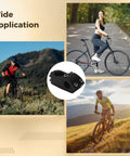 Black Aluminum Bike Stem 50Mm Length With 7 Degree Handlebar Angle For Solid Handling shown with cyclists on road and mountain terrains.