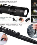 All In One 67 Piece 14 In 1 Outdoor Survival Gear Kit with flashlight and emergency tungsten steel pen for camping, hiking
