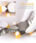 Using pry knife from 9 Piece Watch Battery Replacement Tool Kit With Back Case Opener and Precision Tweezers on watch case