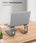 All Aluminum Laptop Stand For Desk Setup With Ventilated Cooling Detachable Ergonomic Riser Anti Slip Notebook Holder in use