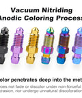 Tough As Nails Rust Free Titanium Brake Bleeder Bolts For Motorcycle Calipers, featuring vibrant colors and robust finishes.
