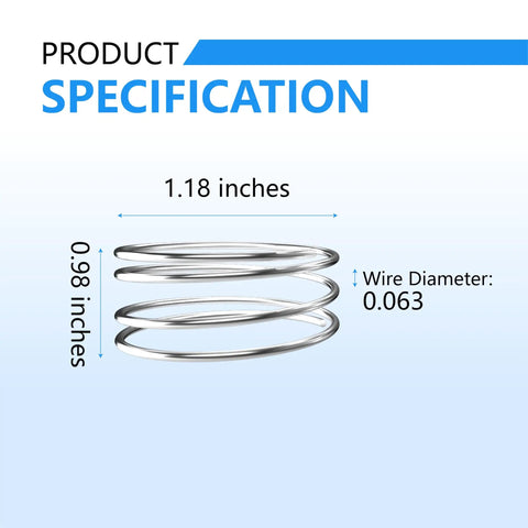 5 Pack Heavy Duty Compression Springs Stainless Steel Set showing 1.18-inch diameter and 0.98-inch length for auto repair.