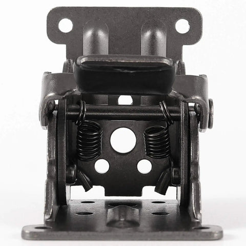 Workhorse Heavy Duty Foldable Support Brackets 8 Pack, Rust Proof Copper Steel Hinges With Hardware, front view of a durable metal hinge with springs.