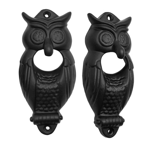 Solid Rockin Cast Iron Wall Mounted Bottle Opener Set Of Two Rustic Owl Design heavy duty black cast iron openers.