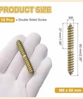 No Fuss Quality Heavy Lifters Double Ended Screws M8 X 60mm Carbon Steel Hanger Bolts Zinc Coated in hand for reference.