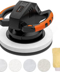 10 Inch Buffer Polisher Kit With 4 Buffing Bonnets And 6 Speed Settings 1500 To 3600 RPM Dual Handle Random Orbital Polisher
