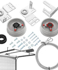 7 Foot Garage Door Torsion Spring Kit with cable rollers, brackets, screws, and cables for universal residential doors