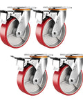 Tough As Nails 8 Inch Heavy Duty Caster Wheel Set Of 4, Bulletproof Swivel Industrial Casters With Brakes, polyurethane wheels