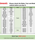 Fitment chart for TPMS Sensor 42607-33021 Compatible With Toyota Lexus Scion Pontiac, showcasing compatible models and years.