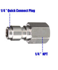 Metal pressure-washer quick-connect coupler, 1/4 in plug to 1/4 in NPT fitting