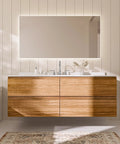 Bathroom interior with Sleek Chrome Widespread 8 Inch 3-Hole 2-Handle Bathroom Faucet With Valve And Metal Pop-Up Drain Assembly