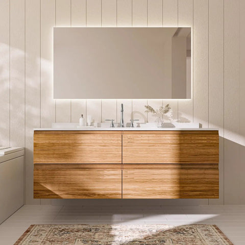 Bathroom interior with Sleek Chrome Widespread 8 Inch 3-Hole 2-Handle Bathroom Faucet With Valve And Metal Pop-Up Drain Assembly