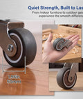 Two Inch Low Profile Door Support Wheels, Anti Sag Caster Rollers For Solid Wood Doors And Gates, Heavy Duty Grey Hardware Upgrade That Rolls Like Butter With Zero Sag on hardwood flooring.