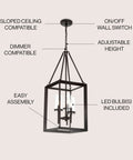 Oil Rubbed Bronze 12 Inch 3 Light Lantern Pendant LED Ceiling Light for Foyer Kitchen Island and Entryway with Clear Glass Shade