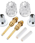 Two Piece Bathtub Shower Knob Rebuild Kit With Clear Acrylic Handles Stems Seats And Flanges For Hot And Cold Water No Fuss Upgrade For A Smooth Leak Free Shower