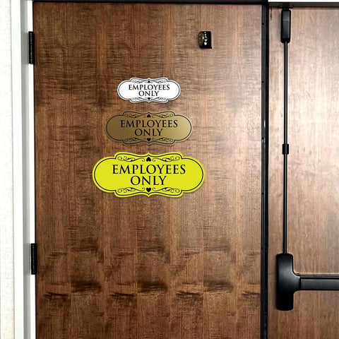 Employees Only Sign For Offices And Shops In Brushed Gold Finish Large Size Easy To Install Workplace Safety Sign For Restricted Areas