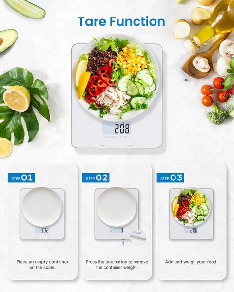 Smart Food Scale With Nutritional Calculator And App Sync For Macro Keto Calorie Tracking, Digital Kitchen Scale In White