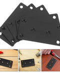 Stainless Steel Corner Brace Plates Set For Wood Shelves, Heavy Duty Tough As Nails Flat Brackets, Sleek Black Finish