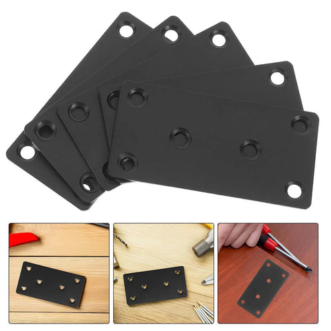 Heavy Duty Flat Corner Shelf Braces For Wood Repair And Support Stainless Steel Straight Bracket Plates 10 Pack black finish