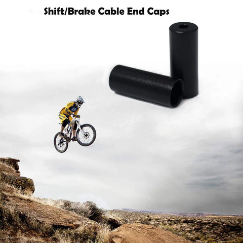 Black aluminum end caps from 50 Piece Aluminum Alloy Bike Cable End Caps Kit For 4mm And 5mm Derailleur And Brake Wires Ferrule Set