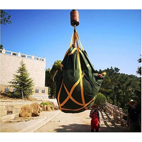 Heavy Duty Cargo Net Hoist With Thick Canvas Lifting Pad For Towing Rigging And Moving 150X150Cm overhead lifting with green canvas