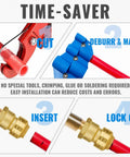 Illustrated steps for installing Half Inch FNPT Female Push To Connect Brass Adapter For PEX Copper CPVC Plumbing Fittings.